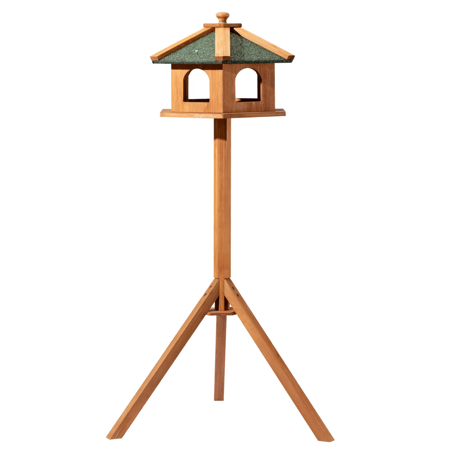 Toboli Vogelfutterhaus 115 cm mit Dreifuß, Vogelhaus aus Holz, wetterfestes Vogelfutterhäuschen mit Ständer, Futterhäuschen für Vögel