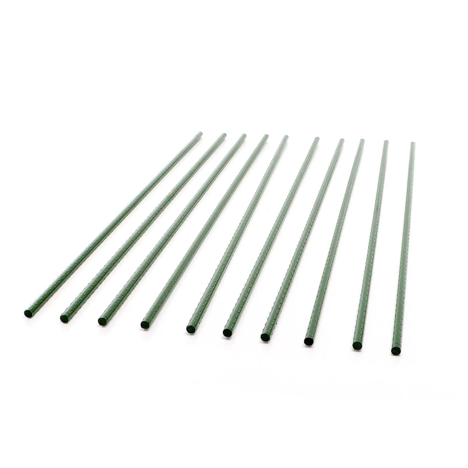Toboli 10x Pflanzstäbe grün 120 cm Ø 11 mm Rankstäbe aus Metall und Kunststoff, Pflanzstangen für Tomaten und Kletterpflanzen