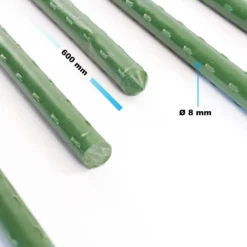 Toboli 40x Pflanzstäbe grün 60 cm Ø 8 mm Rankstäbe aus Metall und Kunststoff, Pflanzstangen für Tomaten und Kletterpflanzen