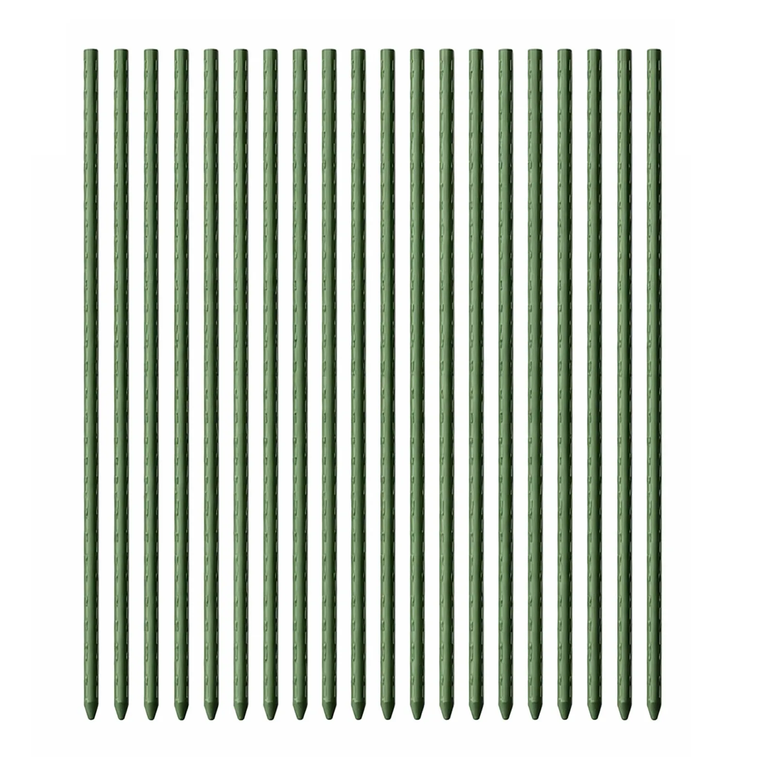 Toboli 20x Pflanzstäbe grün 120 cm Ø 11 mm Rankstäbe aus Metall und Kunststoff, Pflanzstangen für Tomaten und Kletterpflanzen