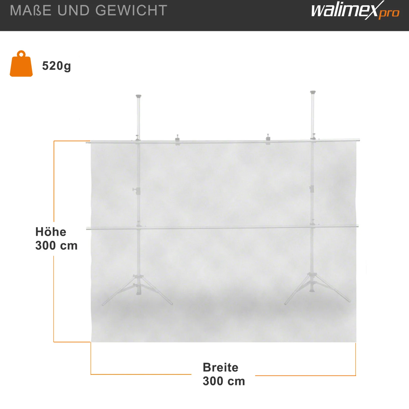 Walimex Diffusor Stoff 3 x 3 m, transparenter Lichtformer für weiches, diffuses Licht, hitzebeständig, als Fotohintergrund nutzbar, ideal für Fotostudio