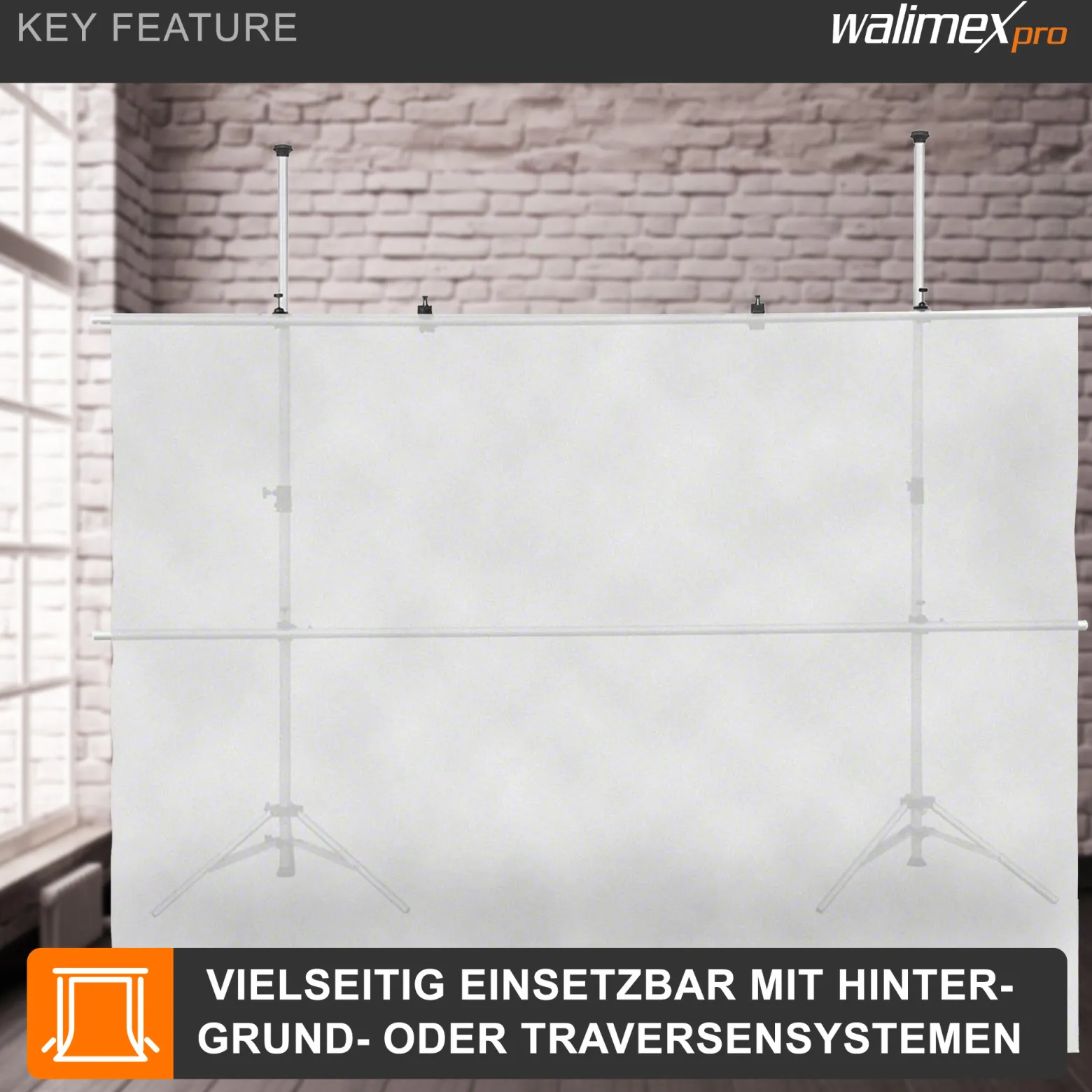 Walimex Diffusor Stoff 3 x 3 m, transparenter Lichtformer für weiches, diffuses Licht, hitzebeständig, als Fotohintergrund nutzbar, ideal für Fotostudio