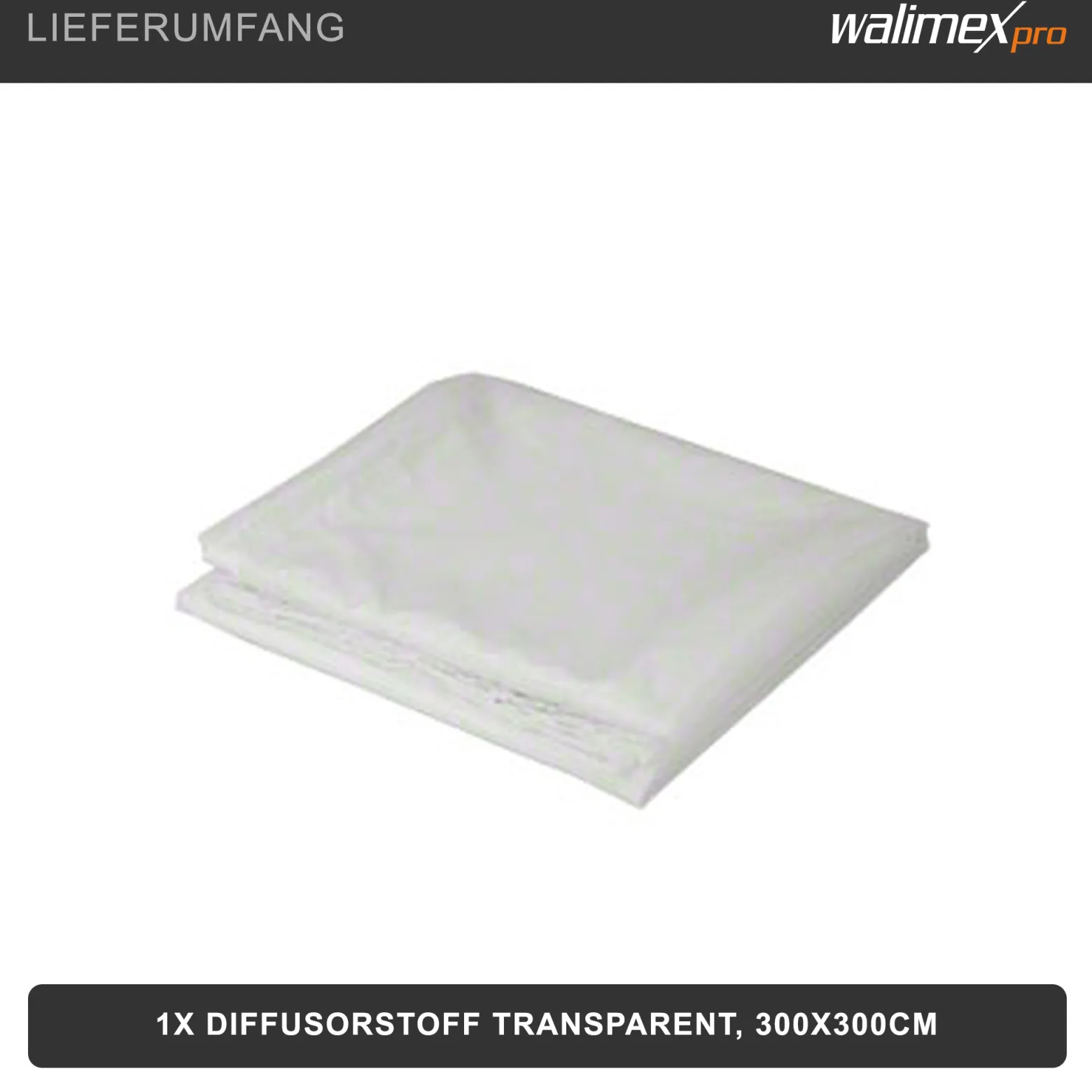 Walimex Diffusor Stoff 3 x 3 m, transparenter Lichtformer für weiches, diffuses Licht, hitzebeständig, als Fotohintergrund nutzbar, ideal für Fotostudio