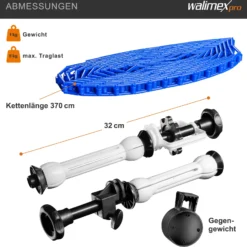 Walimex 3-fach Hintergrund Wandmontageset Schwarz Blau mit 2 Hintergrundhaken und Expan Set, für 3 Papierhintergründe, Wand und Deckenmontage, bis 6 kg belastbar
