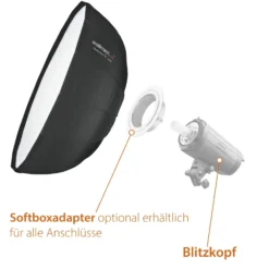 Walimex pro Beauty Dish Softbox - Ø1050 x 460 mm - Quick Assembly QA105 - faltbar, mit Grid, Innen- und Außendiffusor, Tasche - Fotografie für Speedlite Aufsteckblitz Studioblitz