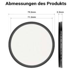 Walimex pro Black Diffusion 1/4 Filter Nano 77 mm, Diffusionsfilter mit 18-facher Nano-Beschichtung, Nebelfilter mit 3,3 mm Slimfassung