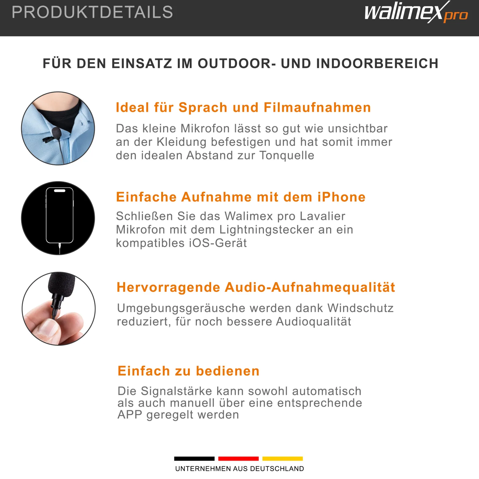 Walimex pro Boya M2 Ansteckmikrofon für iOS, leistungsstarkes Lavaliermikrofon 50 Hz-20 kHz, externes Mitkrofon mit Lightning-Adapterkabel, Lavalier-Mic für Video- und Audioanwendungen