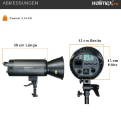 Walimex pro Campaigner 600 HS Studioblitz mit integriertem 2,4 GHz Empfänger, Blitzgerät 600 Ws mit Reflektor, Fotoblitz mit schneller Abbrennzeit, LED-Einstelllicht und Bedienpanel