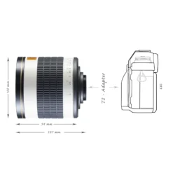 Walimex pro 500/6,3 DSLR Spiegel Objektiv kompatibel mit Canon RF, Kameraobjektiv mit 500 mm Brennweite, Spiegelobjektiv für Vollformat und APS-C Kamera, hochwertiges Kamera Equipment