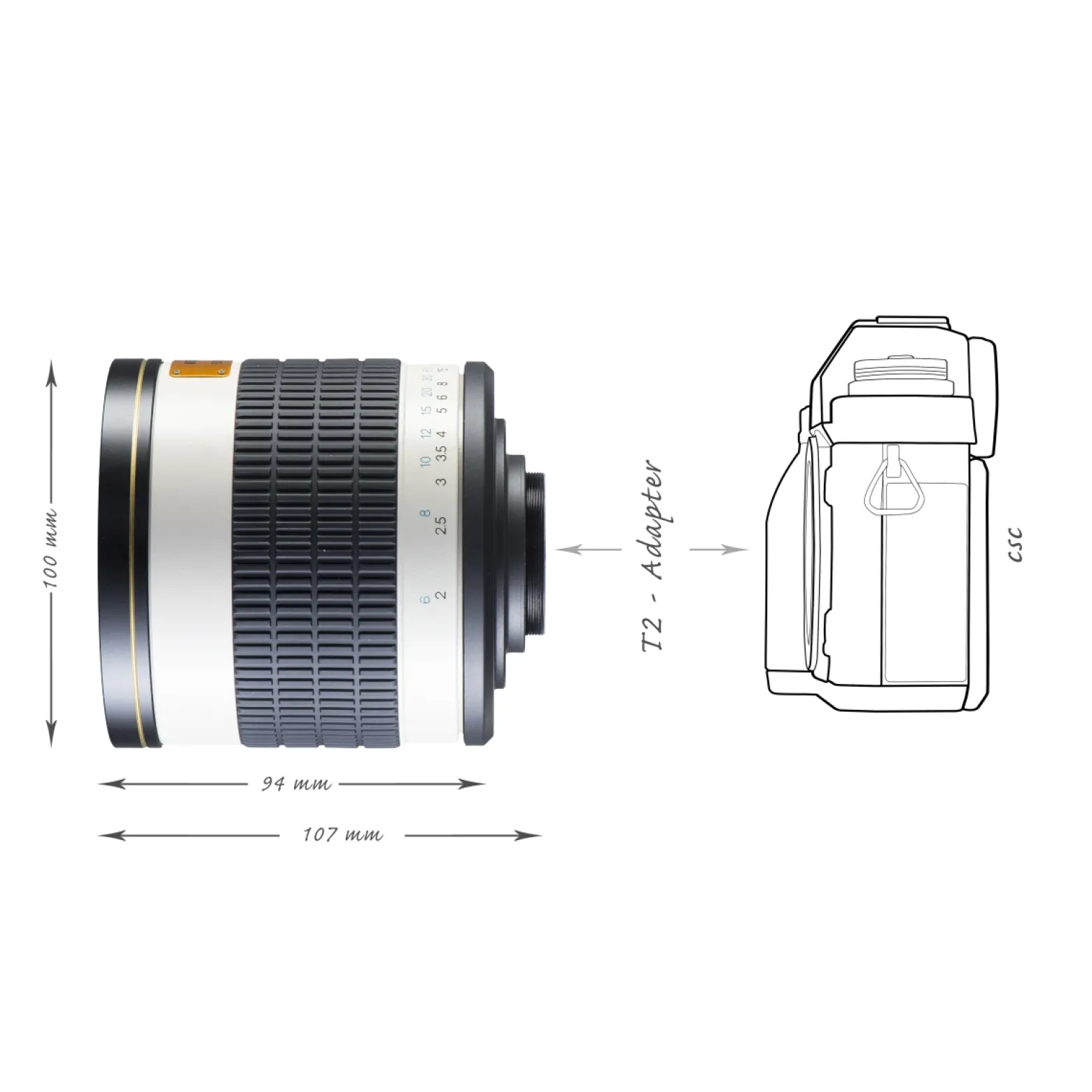 Walimex pro 500/6,3 DSLR Spiegel Objektiv kompatibel mit Canon RF, Kameraobjektiv mit 500 mm Brennweite, Spiegelobjektiv für Vollformat und APS-C Kamera, hochwertiges Kamera Equipment