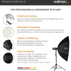 Walimex pro Essential Softbox Octagon 150cm + Adapter Profoto 15,2cm, 360°, einfacher Aufbau, inkl. Grid, Bowens Adapter und Transporttasche, ideal für Porträts und Beauty-Aufnahmen