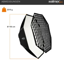 Walimex pro Essential Softbox Octagon 150cm + Adapter Profoto 15,2cm, 360°, einfacher Aufbau, inkl. Grid, Bowens Adapter und Transporttasche, ideal für Porträts und Beauty-Aufnahmen