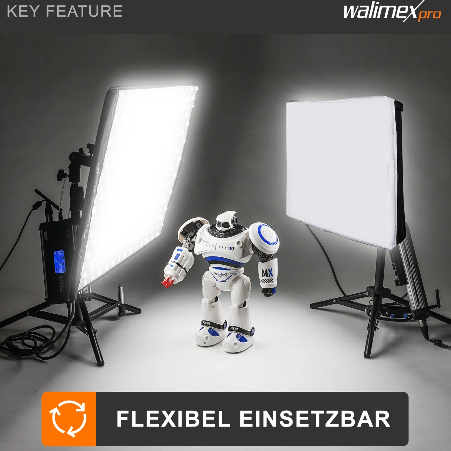 Walimex pro Flex LED 1000 Bi Color Leuchtmatte Set inkl. Softbox mit Frontdiffusor, 100 W Flächenleuchte, flexible Studioleuchte dimmbar, spritzwassergeschützte Videoleuchte