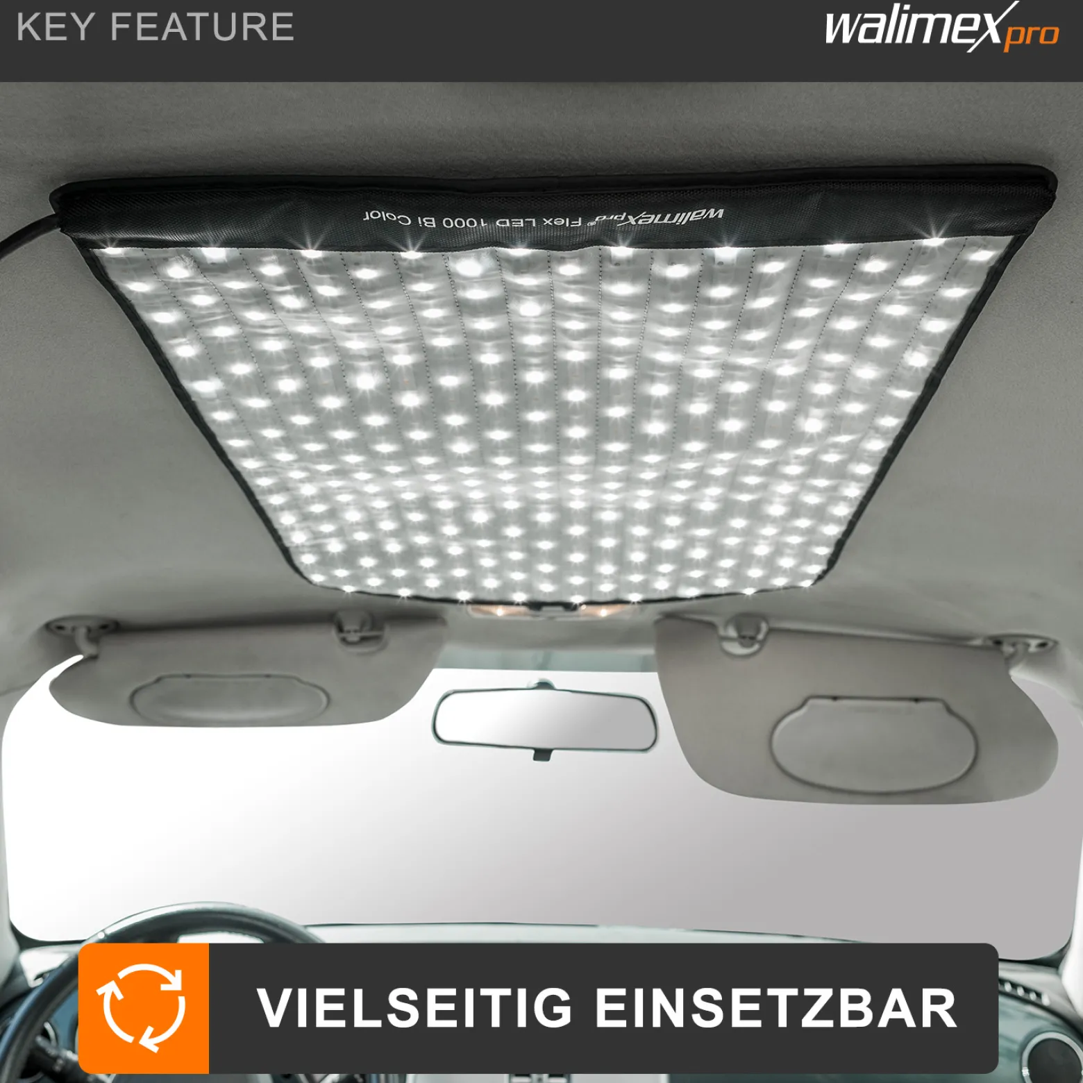 Walimex pro Flex LED 1000 Bi Color Leuchtmatte Set inkl. Softbox mit Frontdiffusor, 100 W Flächenleuchte, flexible Studioleuchte dimmbar, spritzwassergeschützte Videoleuchte