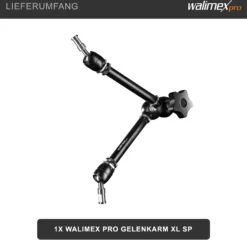 Walimex pro Gelenkarm XL SP – 530 x 80 x 80 mm – Stabiler Friktionsarm mit 5kg Belastbarkeit und 53cm Länge – für DSLRs, Videokameras, Beleuchtung- mit 5/8