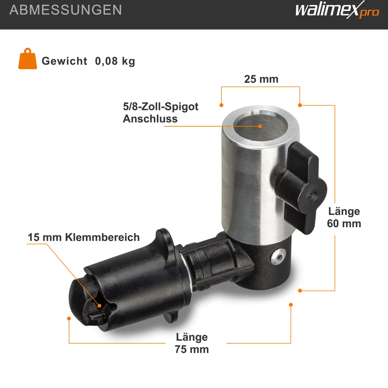 Walimex pro Halter Faltreflektor mit 5/8 Zoll Spigot, Reflektorhalter und Hintergrund Halterung bis 1,5 cm, für Lampenstativ, Studio und On Location