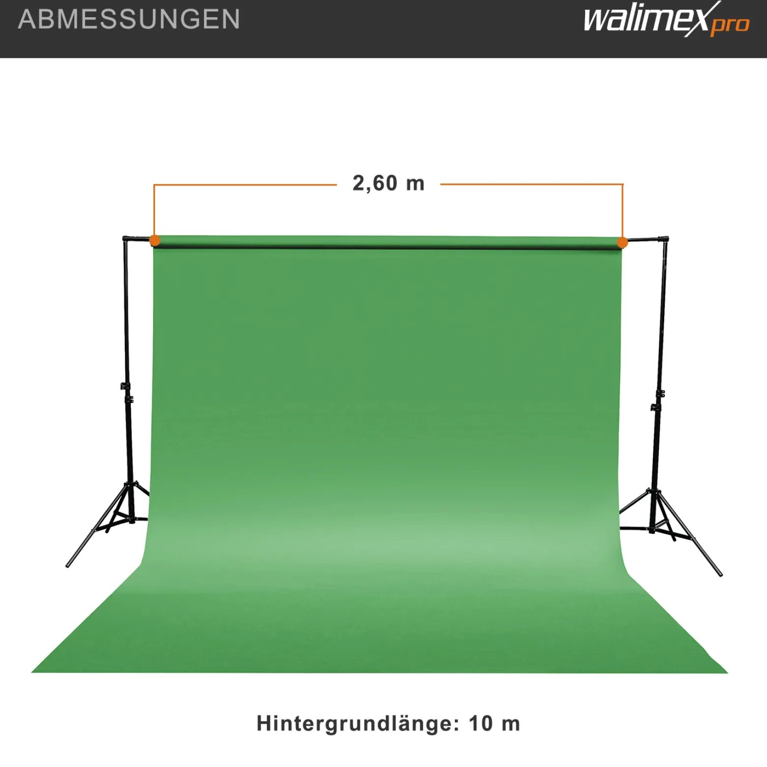 Walimex pro Hintergrundkarton 2,60x10m grün chroma