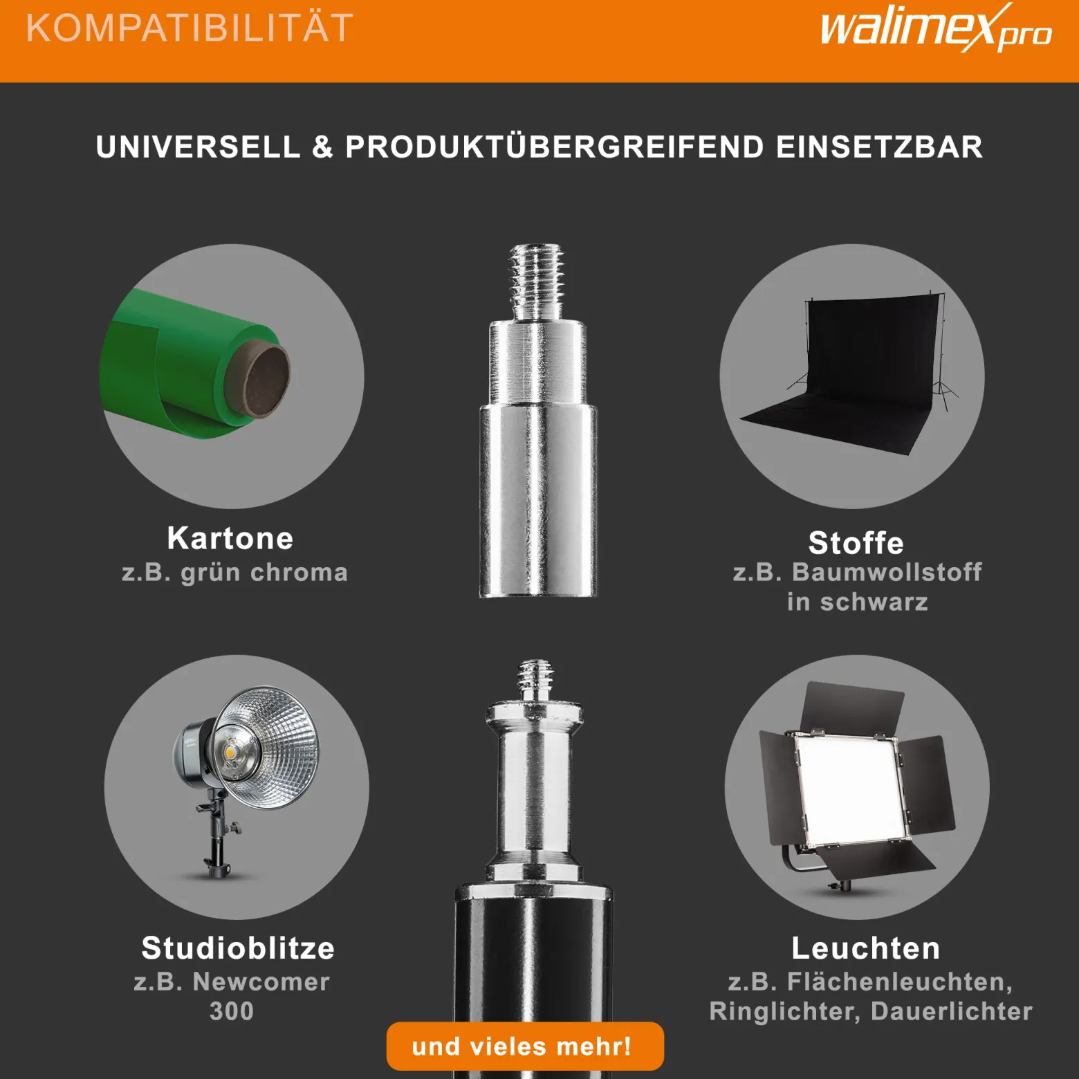 Walimex pro Hintergrundsystem XXL 190-465 cm breit, Hintergrundständer bis 400 cm Höhe, Lampenstative mit 5/8 Zoll Spigot, Hintergrund-Set für Fotografie, Video & Green Screen