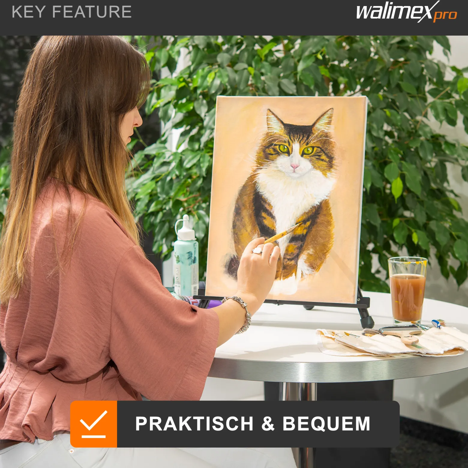 Walimex pro klappbare Tischstaffelei, stabile Staffelei aus Aluminium, Malerstaffelei für Leinwände bis 40 x 60 cm, Leinwandständer mit praktischer Tragetasche