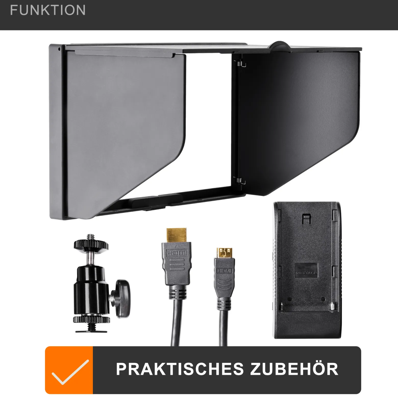Walimex pro LCD Monitor Director 7 Zoll 17,8 cm Kamera Monitor mit Full HD Unterstützung, Peaking, False Colour, Histogramm, frei belegbare Funktionstasten