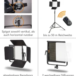 Walimex pro LED Niova 100-F Pro 100 W Bi-Color Flächenleuchte mit Lampenstativ, dimmbare Videoleuchte, Studioleuchte mit weichem Licht, Fotolicht mit Fernbedienung