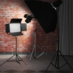 Walimex pro LED Niova 900 Plus Bi Color mit Lampenstativ, dimmbare Flächenleuchte, Lampenständer mit Federdämpfung, Studioleuchte mit Fernbedienung