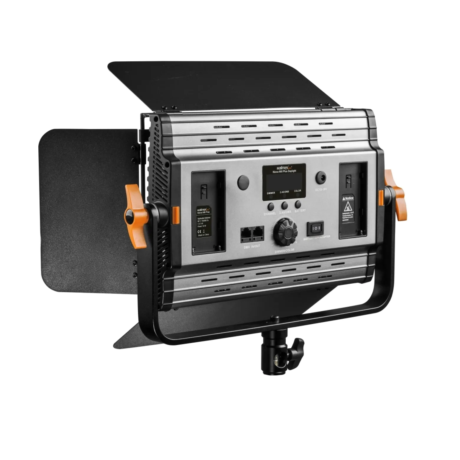 Walimex pro LED Niova 900 Plus Daylight Videoleuchte 54 W mit Lampenstativ, dimmbare Flächenleuchte Tageslicht 5600 K, Studioleuchte mit Fernbedienung