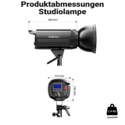 Walimex pro LED Niova Plus DL 100 W + Stativ Set, dimmbare LED Videoleuchte plus Blitzstativ mit Federdämpfung bis 256 cm Höhe