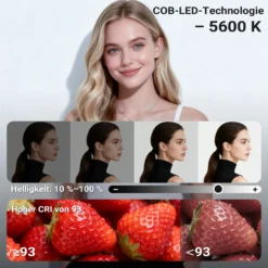 Walimex pro LED Niova Plus DL 200 W + Stativ Set, dimmbare LED Videoleuchte plus Blitzstativ mit Federdämpfung bis 256 cm Höhe
