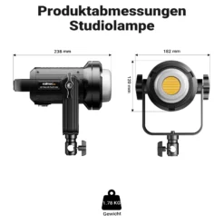 Walimex pro LED Niova Plus 120 W + Stativ Set, dimmbare Videoleuchte mit Bi-Color plus Blitzstativ bis 256 cm Höhe mit Federdämpfung