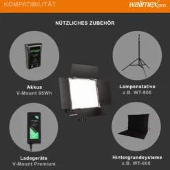 Walimex pro LED Rainbow Flächenleuchte, RGBWW Flächenlicht 100 W, Bi-Color Videoleuchte, Studioleuchte per App steuerbar, Studio-Beleuchtung mit Effektgenerator