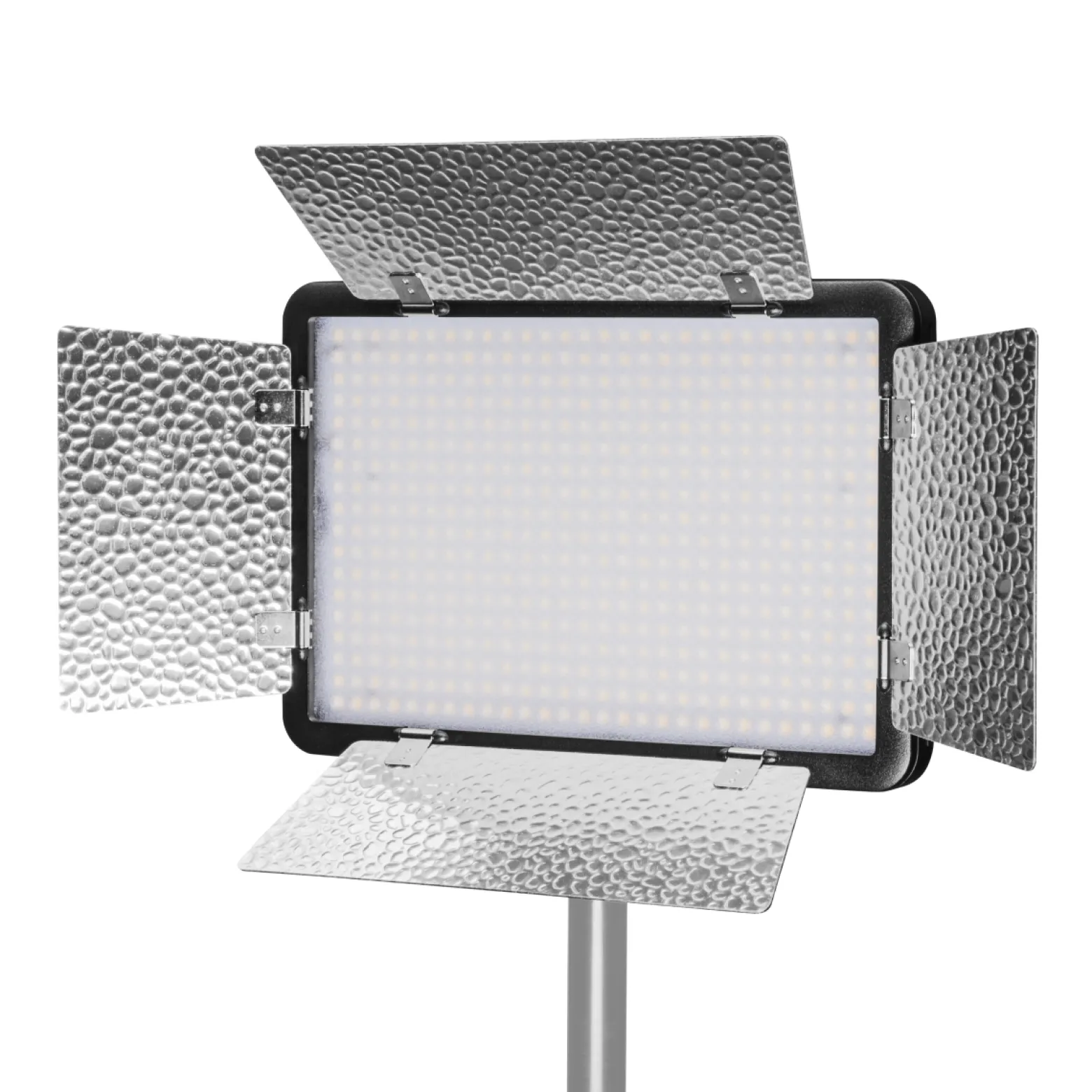 Walimex pro LED 500 Versalight Bi Color Flächenleuchte 2er Set inkl. 2x Lampenstativ & 4x Akku, leistungsstarke Videoleuchte 32 W, Studioleuchte mit Fernbedienung