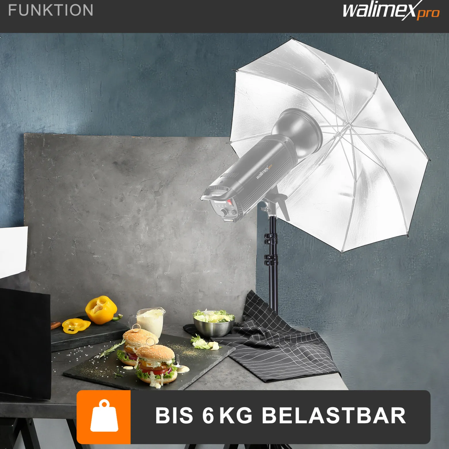 Walimex pro Lichtstativ WT-806 bis 256 cm Höhe, Blitzstativ mit Federdämpfung inkl. 3/8" Adapter & Tasche, Lampenstativ bis 6 kg, Studiostativ für Ringlicht, Reflektor, Blitz & Video