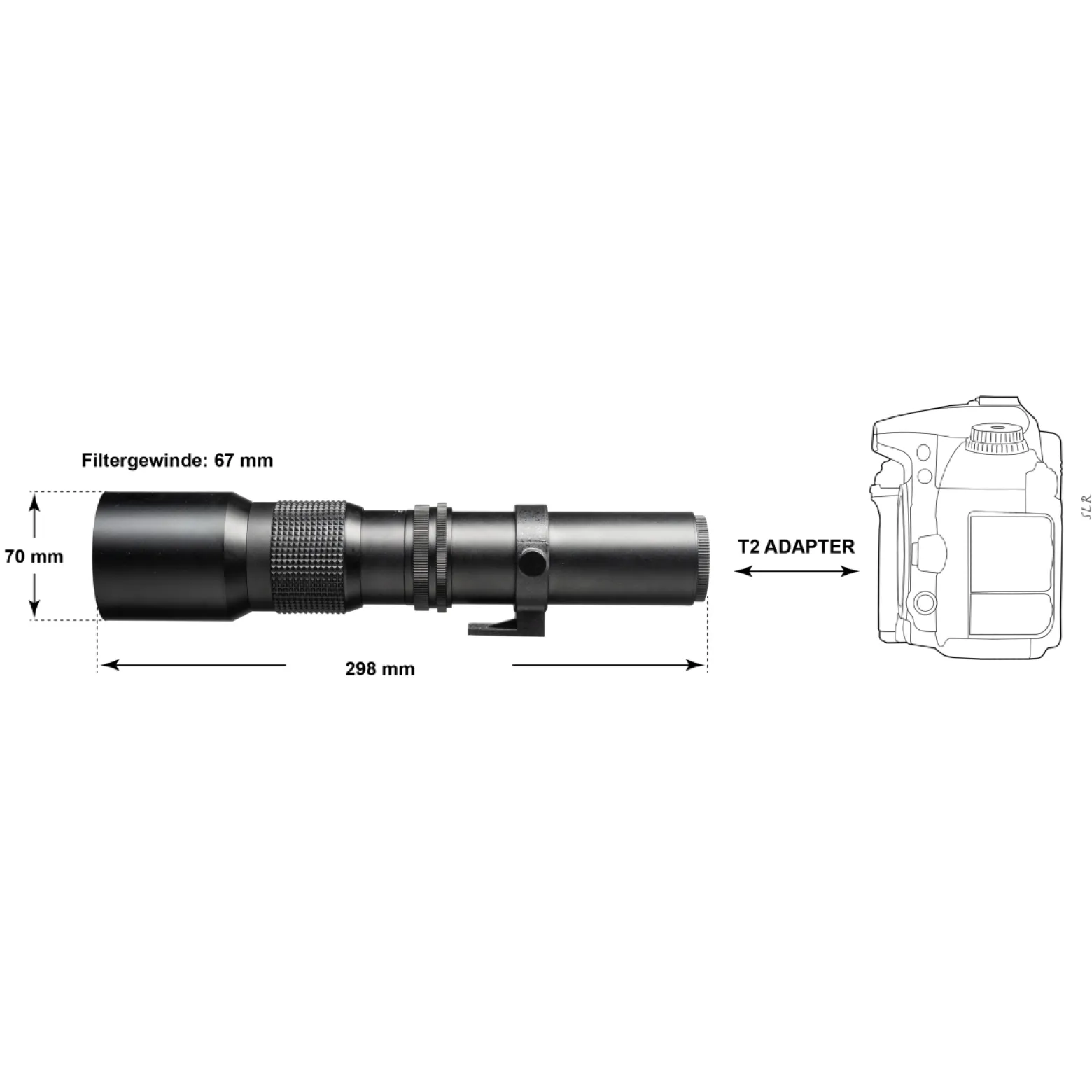 Walimex pro 500/8,0 Linsen Objektiv kompatibel mit Canon R, DSLR-Objektiv für Vollformat und APSC, Teleobjektiv mit eingebauter Irisblende, hochwertiges Kameraobjektiv