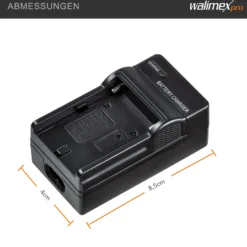 Walimex pro NP-F Akku-Ladegerät - 85 x 40 x 35 mm / 1000 mA - mit LED Anzeige, 12 V Ladekabel, automatischer Abschaltung - Zubehör für Fotografen