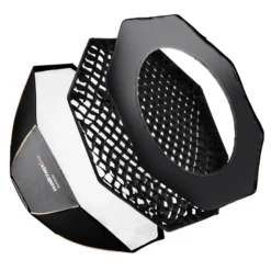 Walimex pro Octagon Softbox Plus Orange Line 120 cm - 900 x 1200 x 1200 mm - mit golden-silbernem Einsatz - schwarz-weiß - inkl. Adapters für pro & K