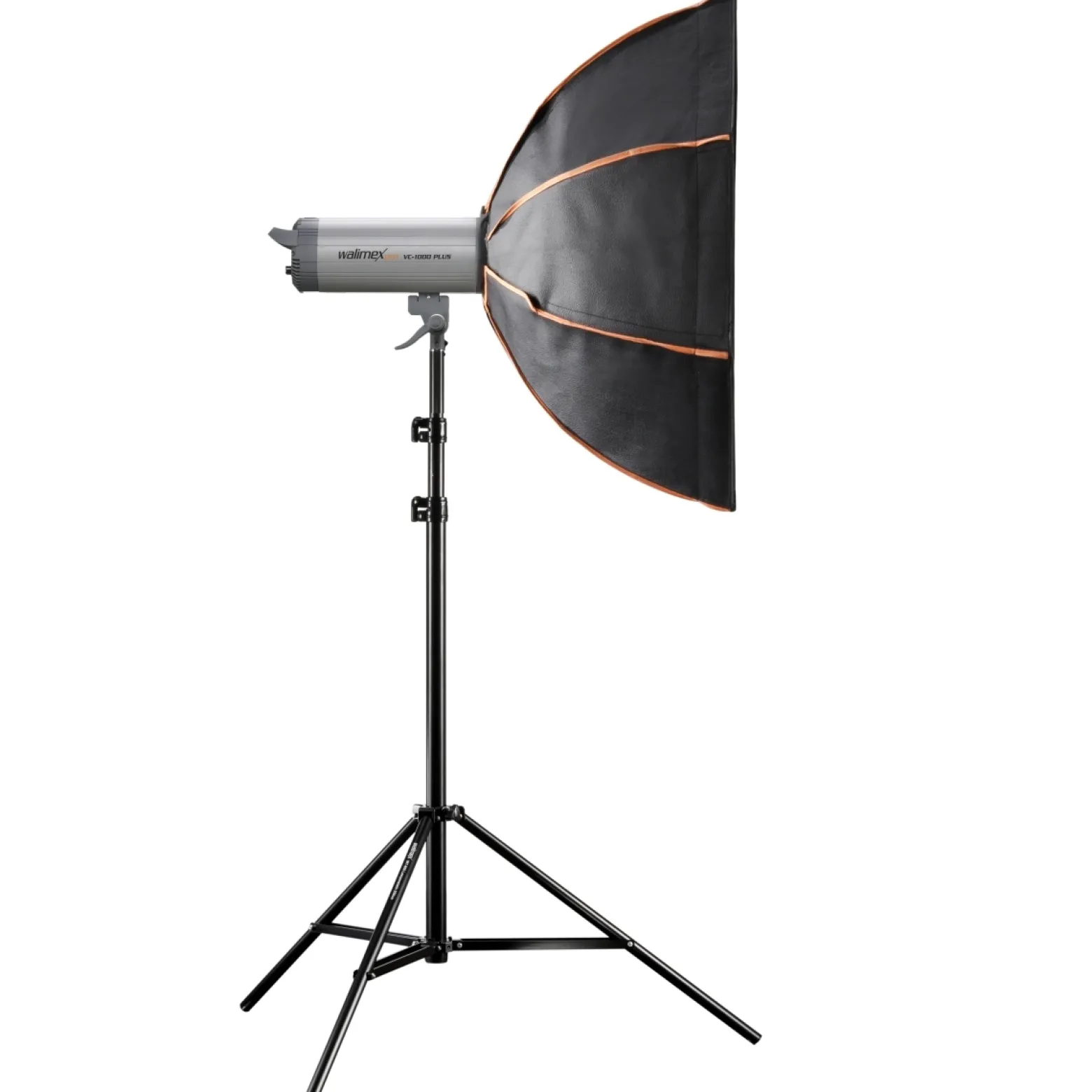 Walimex pro Octagon Softbox Plus Orange Line 90 cm - 600 x 900 x 900 mm - mit golden-silbernem Einsatz - schwarz-weiß - Lichtformer inkl. Adapters für Elinchrom