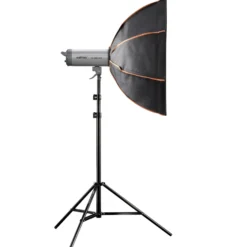 Walimex pro Octagon Softbox Plus Orange Line 90 cm - 600 x 900 x 900 mm - mit golden-silbernem Einsatz - schwarz-weiß - Lichtformer inkl. Adapters für pro&K