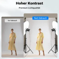 Walimex pro Parabol Reflexschirm schwarz/weiß Ø 129 cm + Diffusor – Lichtformer Set für Fotografie und Videografie