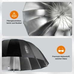 Walimex pro Parabol Reflexschirm schwarz/ silberfarben Ø 129 cm für kontrastreiches Licht