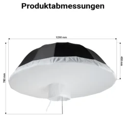 Walimex pro Parabol Reflexschirm schwarz/silberfarben Ø 129 cm + Diffusor – Lichtformer Set für Fotografie und Videografie