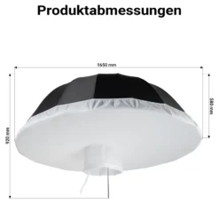 Walimex pro Parabol Reflexschirm schwarz/weiß Ø 165 cm + Diffusor – Lichtformer Set für Fotografie und Videografie