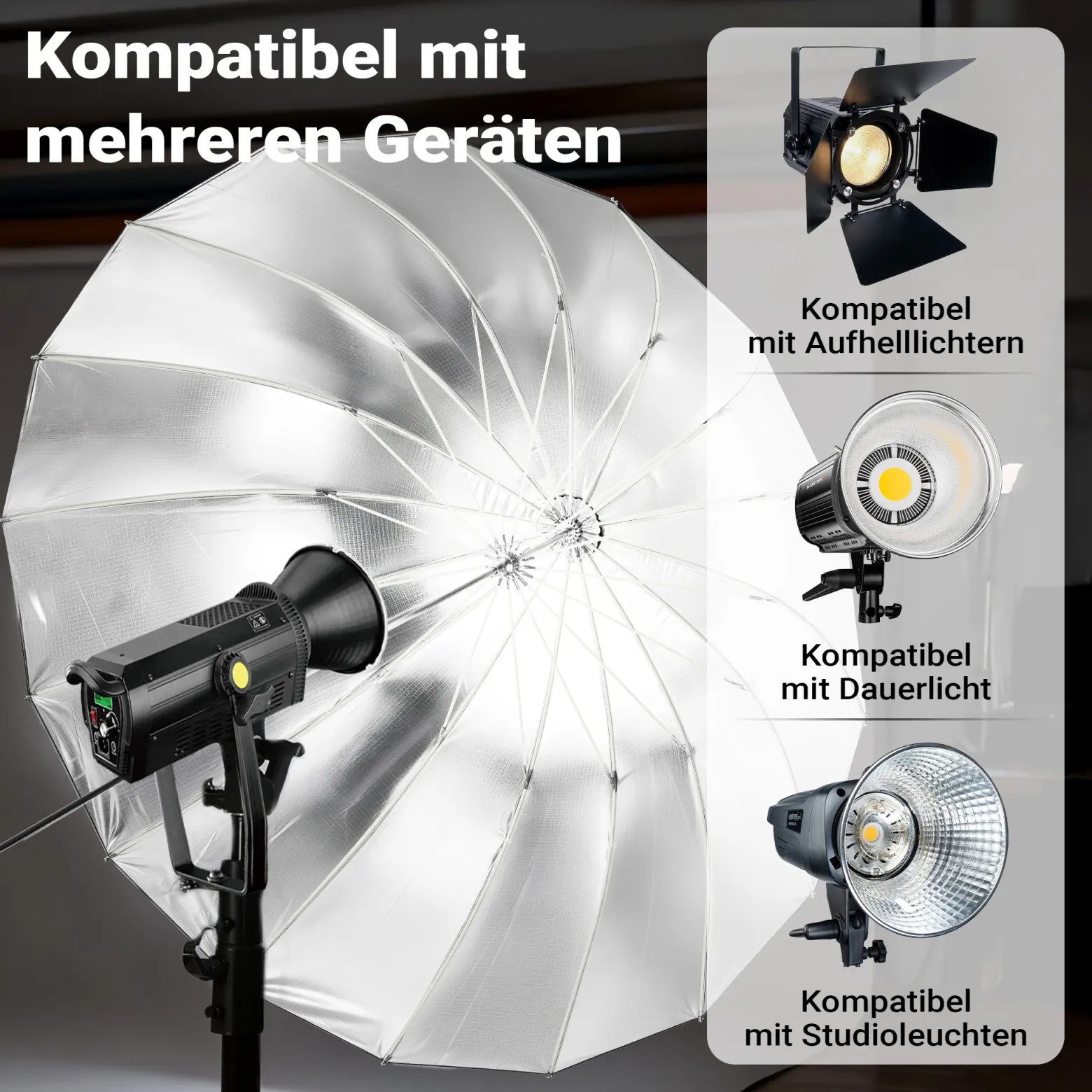 Walimex pro Parabol Reflexschirm schwarz/ weiß Ø 105 cm für weiches Licht