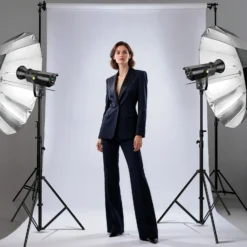 Walimex pro Parabol Reflexschirm schwarz/silberfarben Ø 105 cm + Diffusor – Lichtformer Set für Fotografie und Videografie