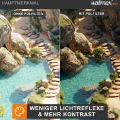 Walimex pro Polfilter zirkular slim 82 mm, Polarisationsfilter inkl. Schutzhülle, CPL Filter mit Metallfassung, Kamera Pol Filter für professionelle Aufnahmen