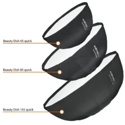 Walimex pro SL Beauty Dish Softbox QA105 Ø 105 cm kompatibel mit Profoto, Lichtformer mit Grid und Diffusoren, Reflektor für Fotografie