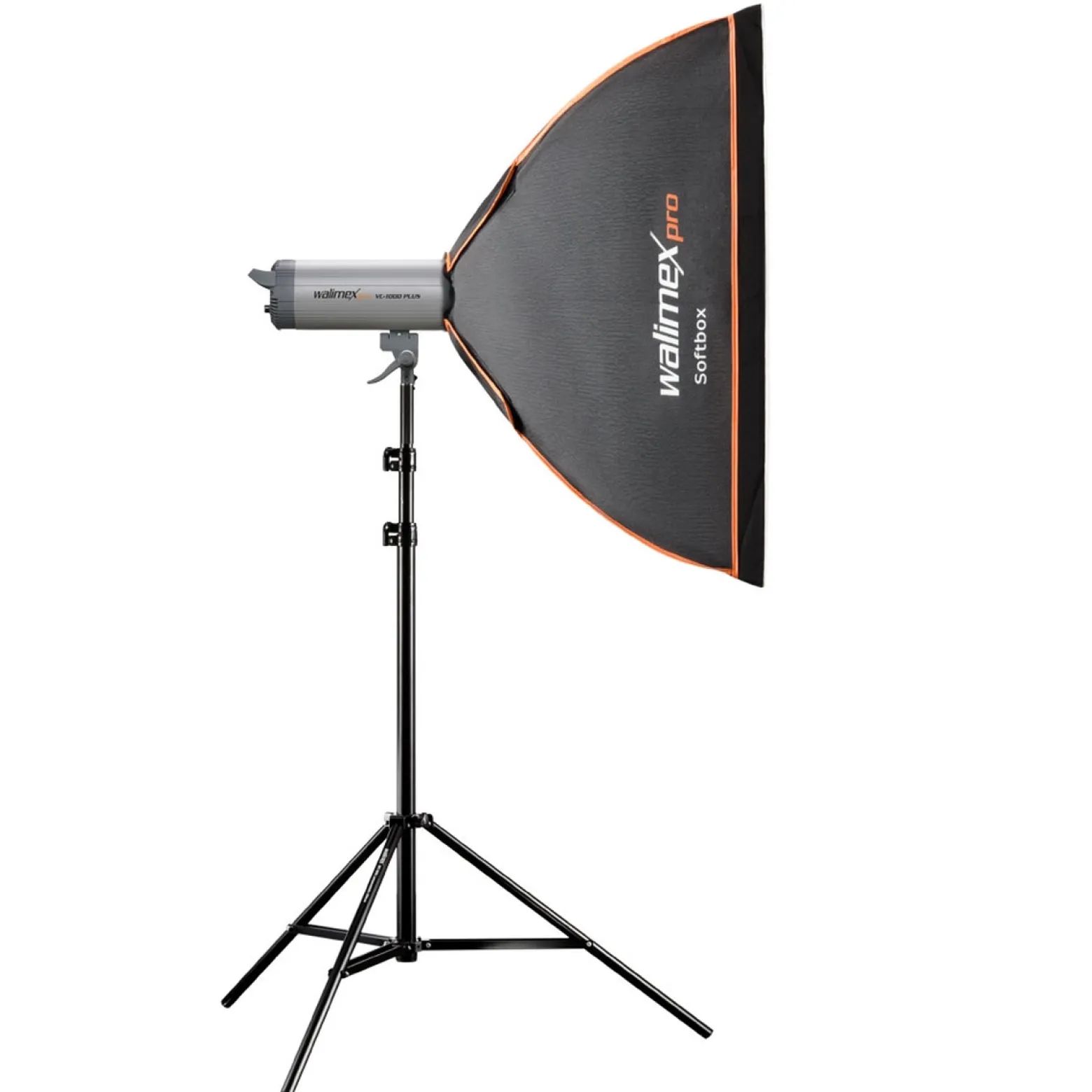 Walimex pro Softbox Orange Line 90x90, um 360° drehbar, einfacher Aufbau, inkl. Diffusoren und Transporttasche, ideal für Produkt- und Peoplefotografie - schwarz-weiß