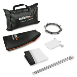 Walimex pro Softbox Orange Line 40x40, um 360° drehbar, einfacher Aufbau, inkl. Diffusoren und Tasche, ideal für Produkt- und Peoplefotografie - schwarz-weiß - inkl. Adapters für K Serie