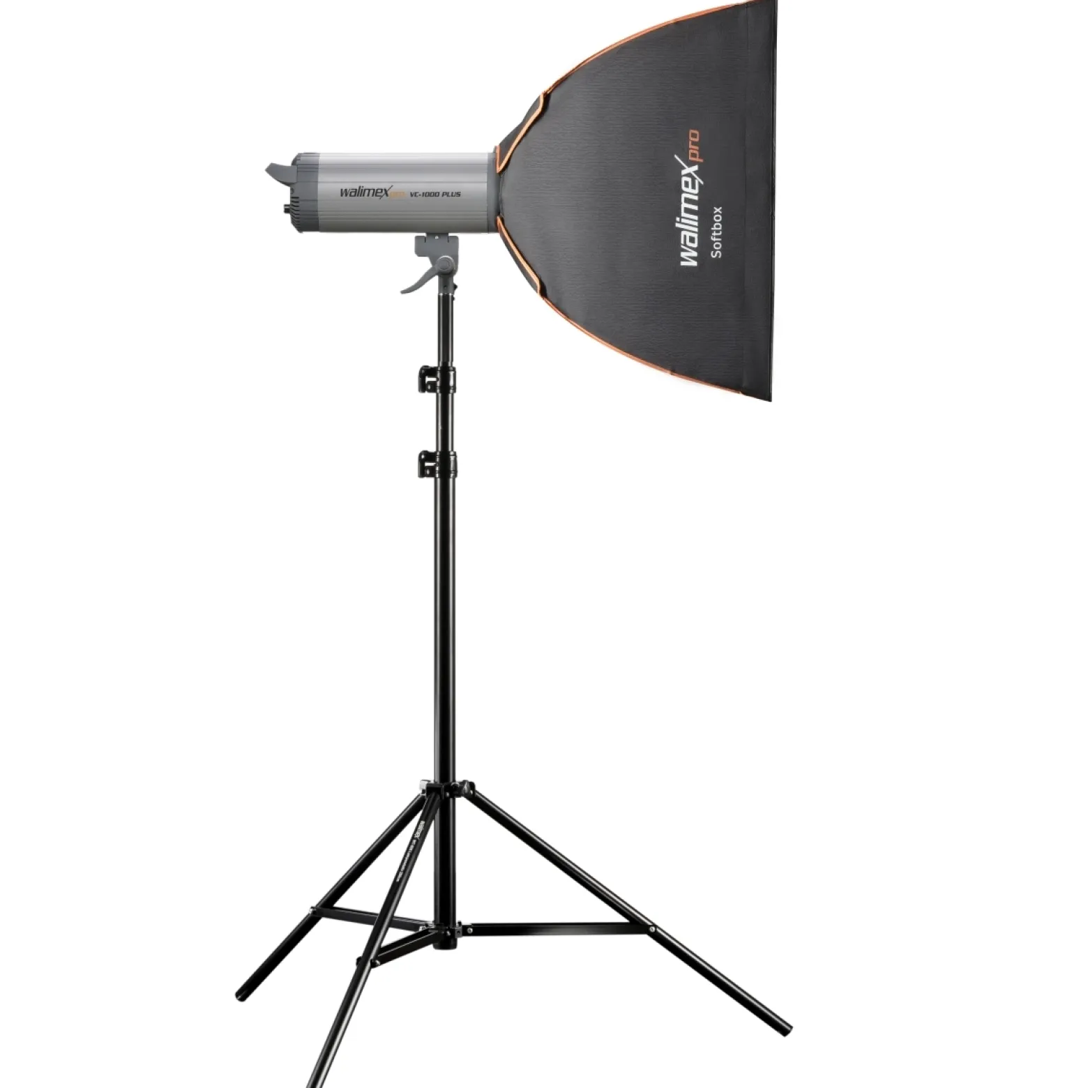 Walimex pro Softbox PLUS Orange Line 60 x 60 cm - schneller Aufbau, 360° drehbar, inkl. Diffusoren, Grid, Maske, Tasche, ideal für Produkt-, Beauty- & Peoplefotografie