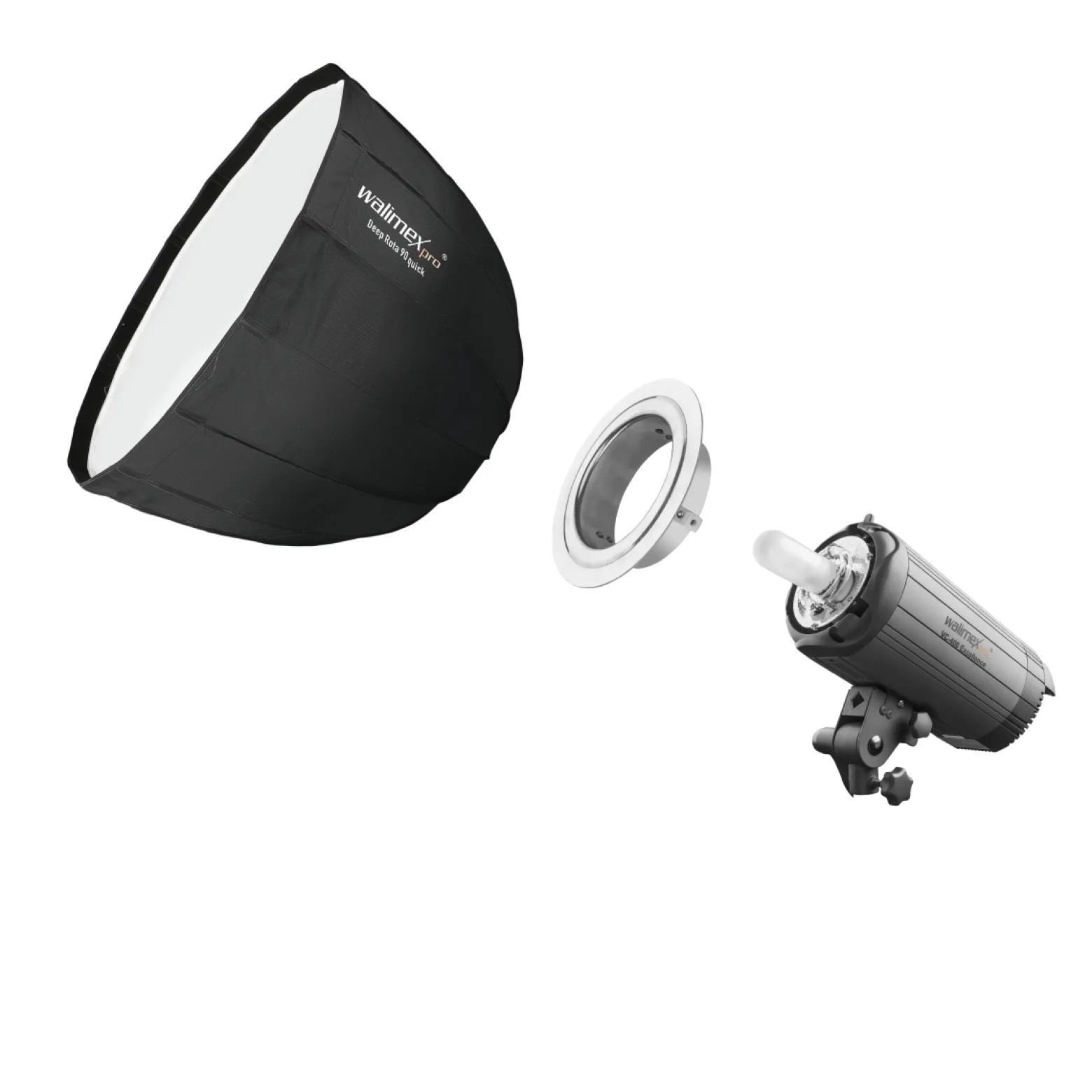 Walimex pro Softbox Studio Line Deep Rota QA90 - 700 x 900 x 900 mm - mit Quick Assemble System, Grid, Diffusoren und Tasche - inkl. Adapters für Aurora/Bowens